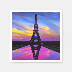 Picturesque Eiffeltoren in een gloeiende zonnebank Servet