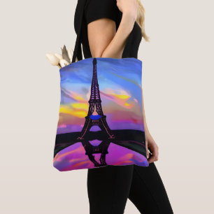 Picturesque Eiffeltoren in een gloeiende zonnebank Tote Bag