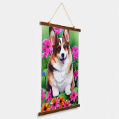 Picturesque Floral Corgi Hangend Wandkleed (Gebogen)