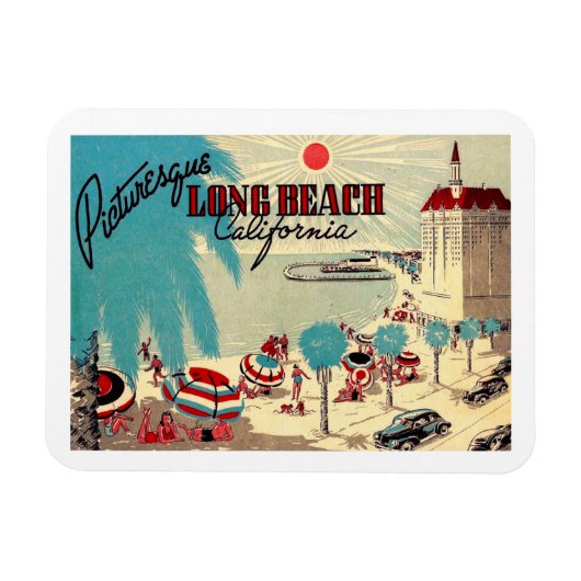 Picturesque Long Beach, California Vintage Postcar Magneet (Horizontaal)