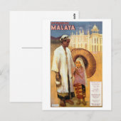 Picturesque Malaya Restated Vintage Travel Poster Briefkaart (Voorkant / Achterkant)