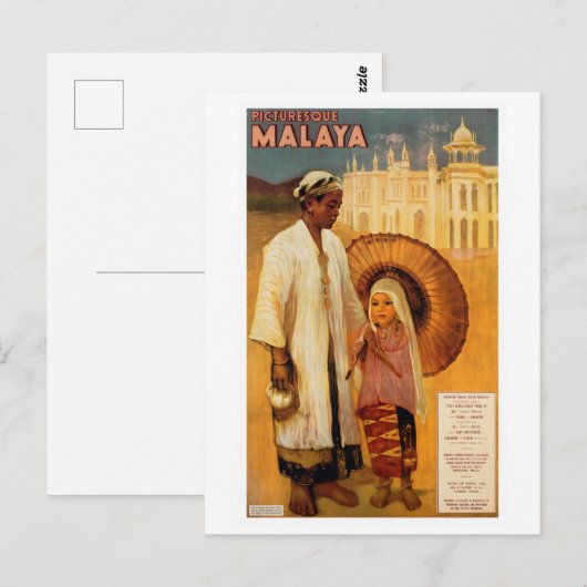  Picturesque Malaya Travel Poster Briefkaart (Voorkant / Achterkant)