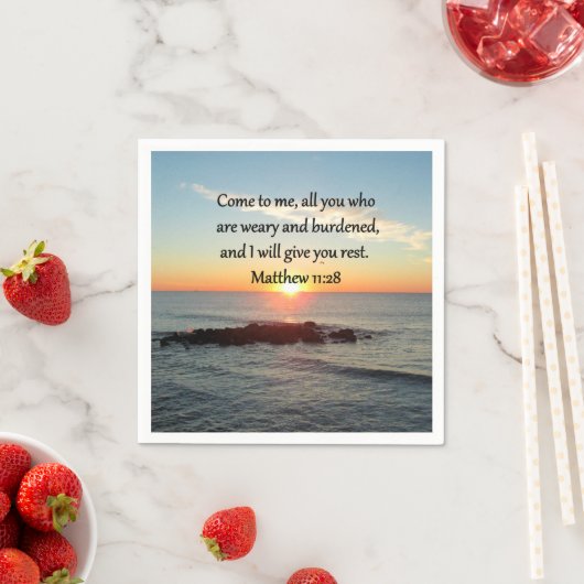 PICTURESQUE MATTHEW 11-INCH 28 SCRIPTURE VERSE SERVETTEN (Insitu)