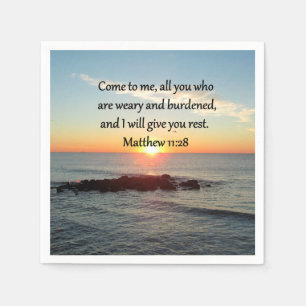 PICTURESQUE MATTHEW 11-INCH 28 SCRIPTURE VERSE SERVETTEN