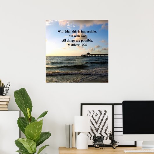 PICTURESQUE MATTHEW 19:26 OCEAAN FOTO DESIGN POSTER (Thuiskantoor)