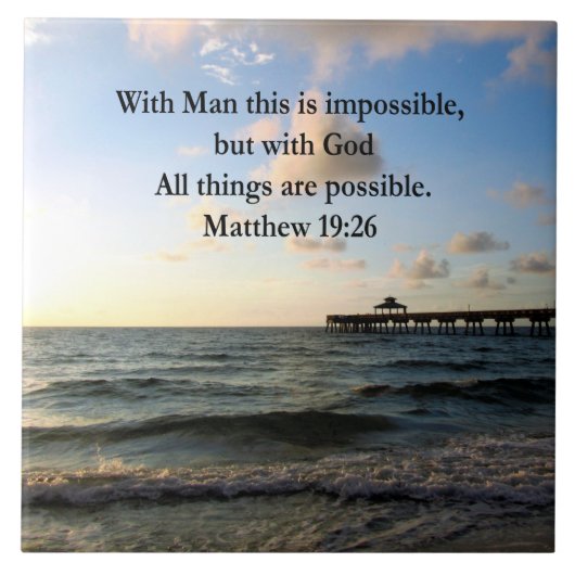 PICTURESQUE MATTHEW 19:26 OCEAAN FOTO DESIGN TEGELTJE (Voorkant)