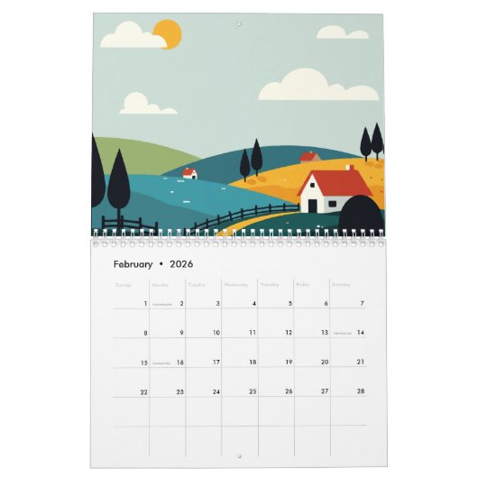Picturesque rural landscape kalender (Feb 2026)