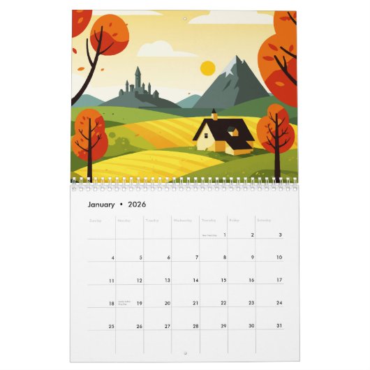 Picturesque rural landscape kalender (Jan 2026)