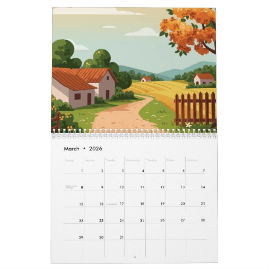 Picturesque rural landscape kalender (Mar 2026)