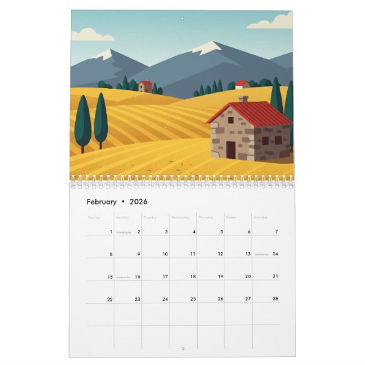 Picturesque rural landscape kalender (Feb 2026)