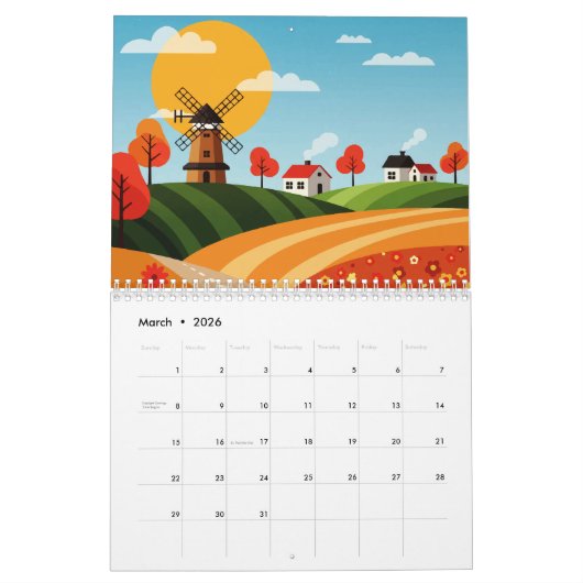 Picturesque rural landscape kalender (Mar 2026)