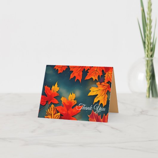 Picturesque Rustic Autumn Maple Leaves Bedankkaart (Voorkant)