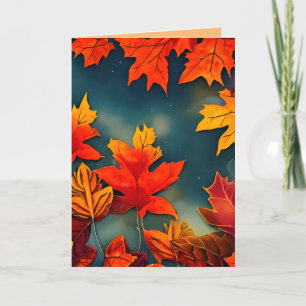 Picturesque Rustic Autumn Maple Leaves Bedankkaart