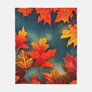 Picturesque Rustic Autumn Maple Leaves Fleece Deken