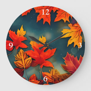 Picturesque Rustic Autumn Maple Leaves Grote Klok