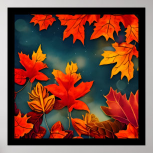 Picturesque Rustic Autumn Maple Leaves Poster