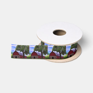 Picturesque Rustic Autumn Maple Leaves Satijnen Lint