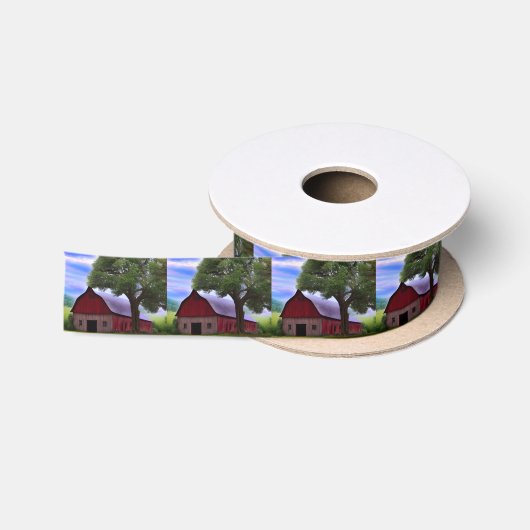Picturesque Rustic Autumn Maple Leaves Satijnen Lint (Spoel)
