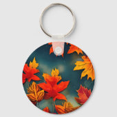 Picturesque Rustic Autumn Maple Leaves Sleutelhanger (Voorkant)