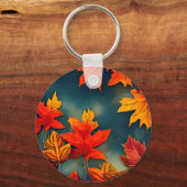 Picturesque Rustic Autumn Maple Leaves Sleutelhanger (Voorkant)