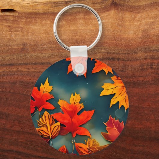 Picturesque Rustic Autumn Maple Leaves Sleutelhanger (Voorkant)