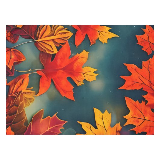 Picturesque Rustic Autumn Maple Leaves Tafelkleed (Voorkant (Horizontaal))