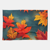 Picturesque Rustic Autumn Maple Leaves Theedoek (Horizontaal)