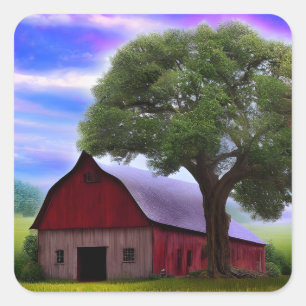 Picturesque Rustic Autumn Maple Leaves Vierkante Sticker