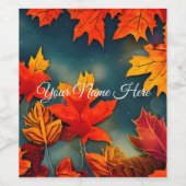 Picturesque Rustic Autumn Maple Leaves Wijn Etiket (Enkel label)