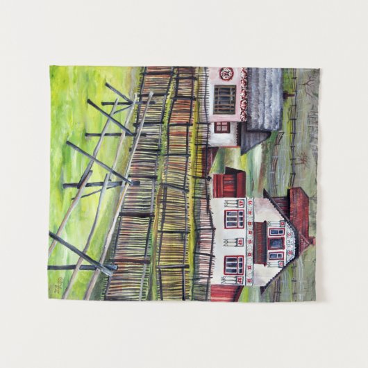 Picturesque Transylvanian Village Roemenië Wandkleed (Voorkant (horizontaal))