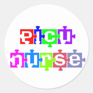PICU VERPLEEGKUNDIGE PUZZEL STUKKEN RONDE STICKER
