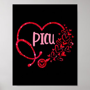 Picu-verpleegster stethoscoop hart valentijnsdag v poster