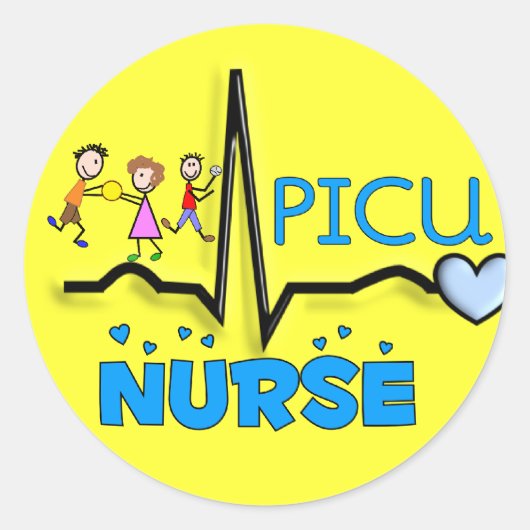 PICU-zuster Gifts-QRS Segment en Kinder ontwerp Ronde Sticker (Voorkant)