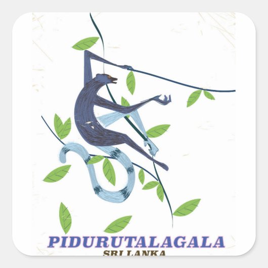 Pidurutalagala Sri Lanka reisposter. Vierkante Sticker (Voorkant)