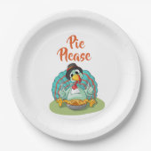 Pie alsjeblieft | Funny Turkey | Thanksgiving Vaka Papieren Bordje (Voorkant)