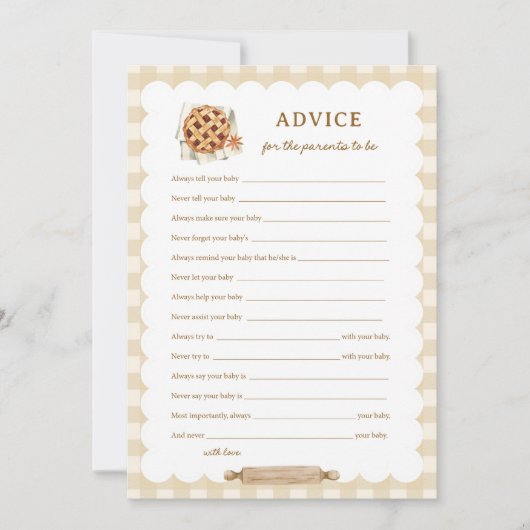 Pie Baby shower advies voor ouders om Kaarten te z (Voorkant)