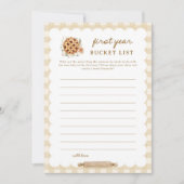 Pie Baby shower Eerste Jaar Bucket List Game Kaart (Voorkant)