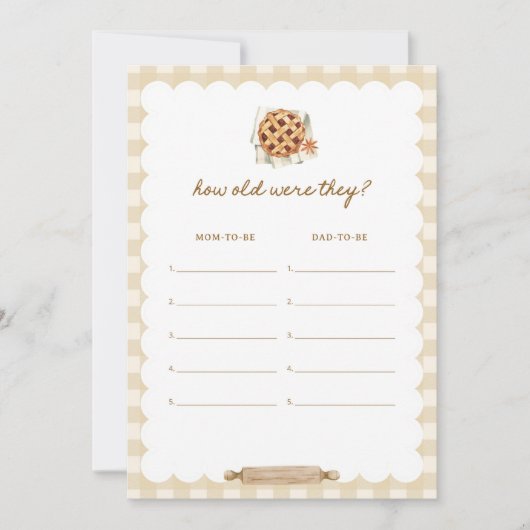 Pie Baby shower hoe oud waren ze spel Kaarten (Voorkant)