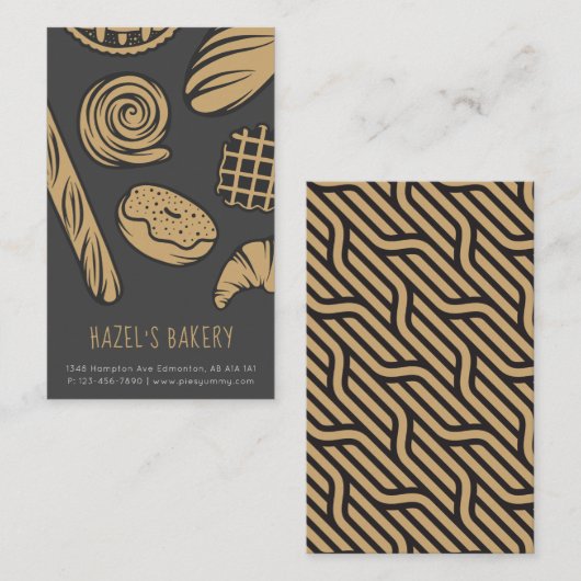 Pie Baker Bread Bakery Moderne Eenvoudige hedendaa Visitekaartje (Voorkant / Achterkant)