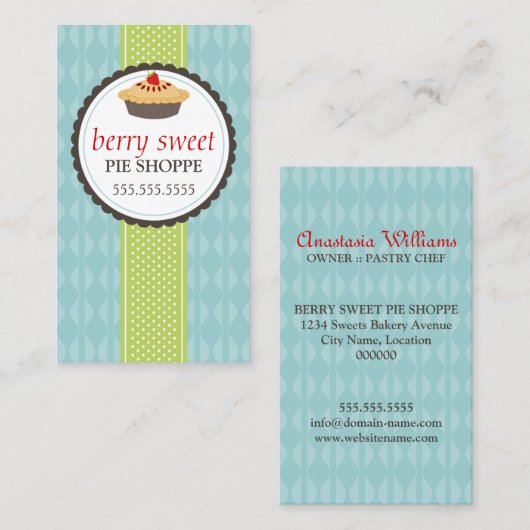 Pie Bakery Blue Green Visitekaartje (Voorkant / Achterkant)