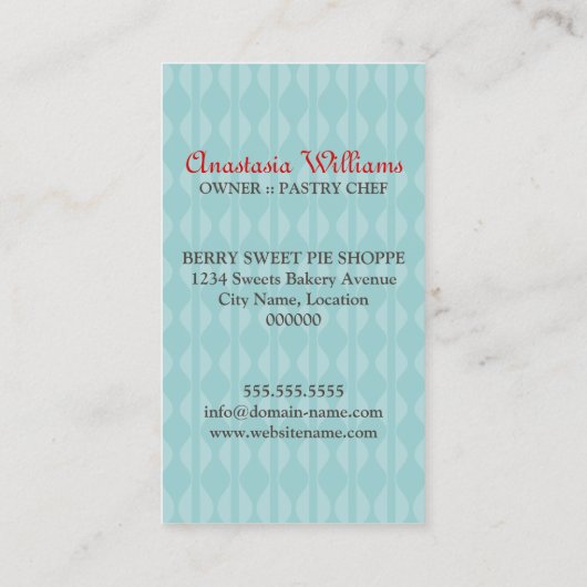 Pie Bakery Blue Green Visitekaartje (Achterkant)
