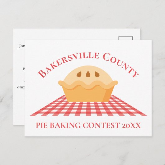 Pie Baking Contest Cute Custom County Festival Briefkaart (Voorkant / Achterkant)