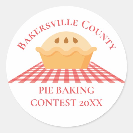 Pie Baking Contest Cute Custom Home Bakery Picnic Ronde Sticker (Voorkant)