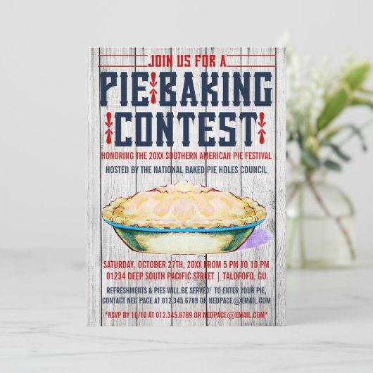 Pie Baking Contest Invitations Kaart (Staand voorkant)