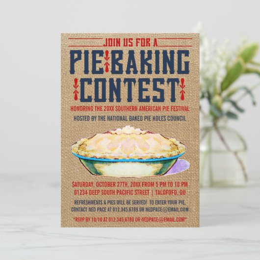 Pie Baking Contest Invitations Kaart (Staand voorkant)