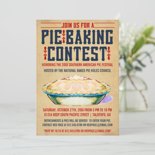 Pie Baking Contest Invitations Kaart (Staand voorkant)