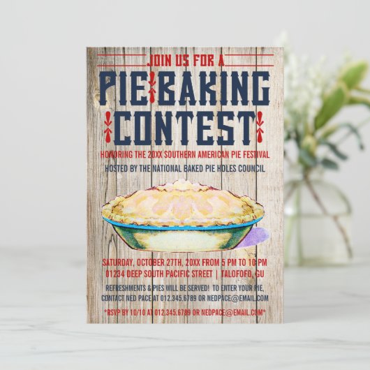 Pie Baking Contest Invitations Kaart (Staand voorkant)