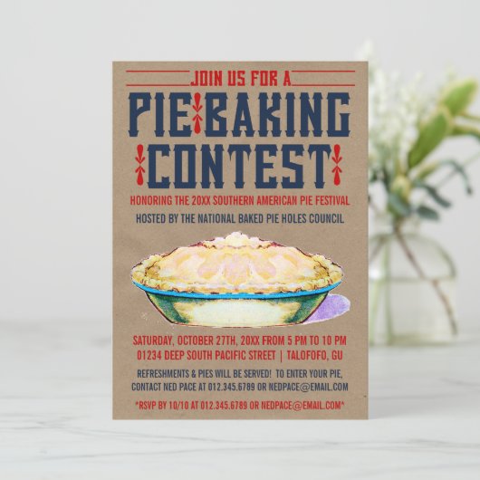 Pie Baking Contest Invitations Kaart (Staand voorkant)