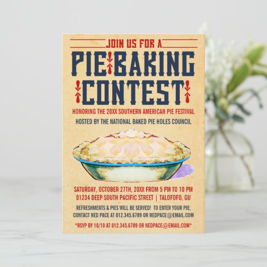 Pie Baking Contest Invitations Kaart (Staand voorkant)