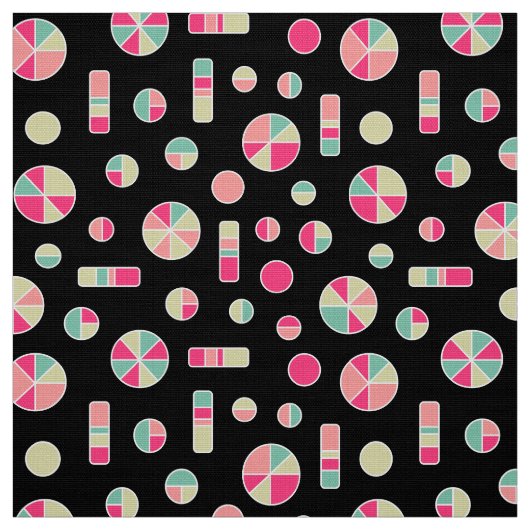 Pie Circles en Bars Pattern 271019v1 - zwart Stof (Swatch)